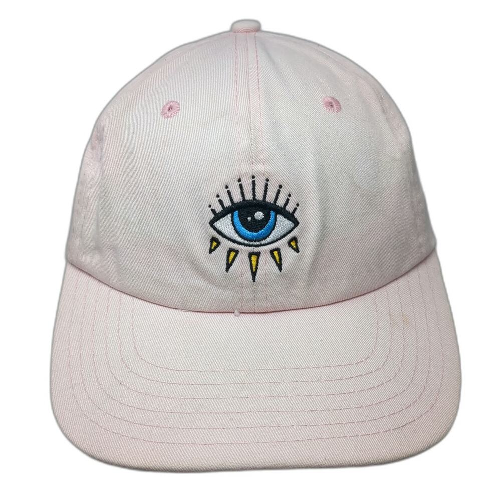 Empyre Baseball Cap Pink One Size Embroidered Eye Graphic Slideback Cotton Hat